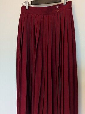 Vintage Pleated Red Maxi Skirt
